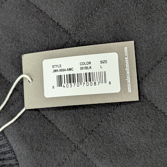 $598 Mens AMICABLE Mixed Media Wool Blend Puffer Jacket Black Large - Picture 8 of 8